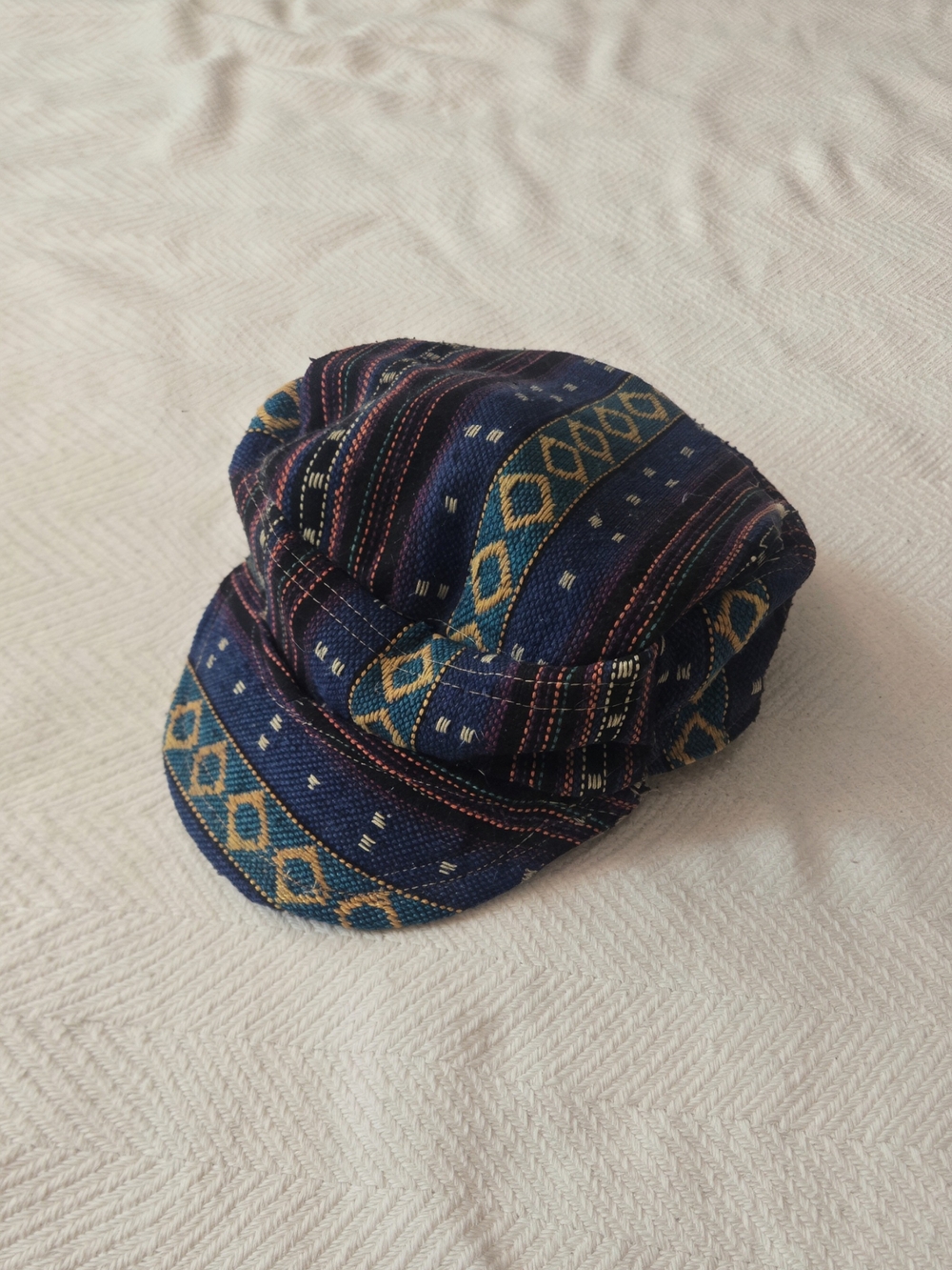Bohemian Geometric Woven Cadet Hat Vintage Festival Style